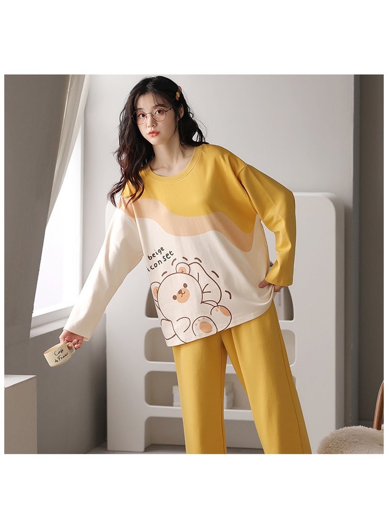 Fashionable Women's Summer Thin Casual Cute Style Long Sleeved Pants Home Suit