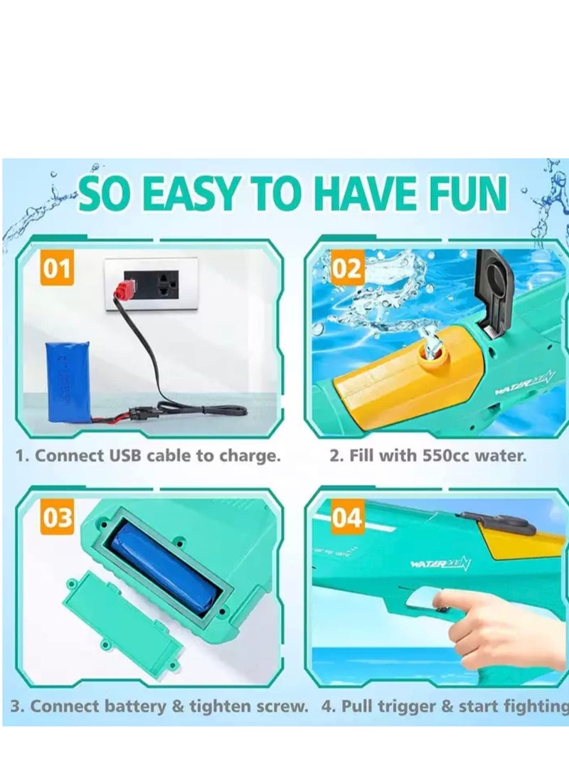 Automatic Electric High Pressure Water Toy Gun Outdoor Beach Summer Pool Toys For Kids And Adult With Rechargeable Battery