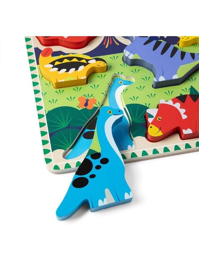 Melissa & Doug Dinosaur Wooden Chunky Puzzle (7 pcs) - FSC Certified