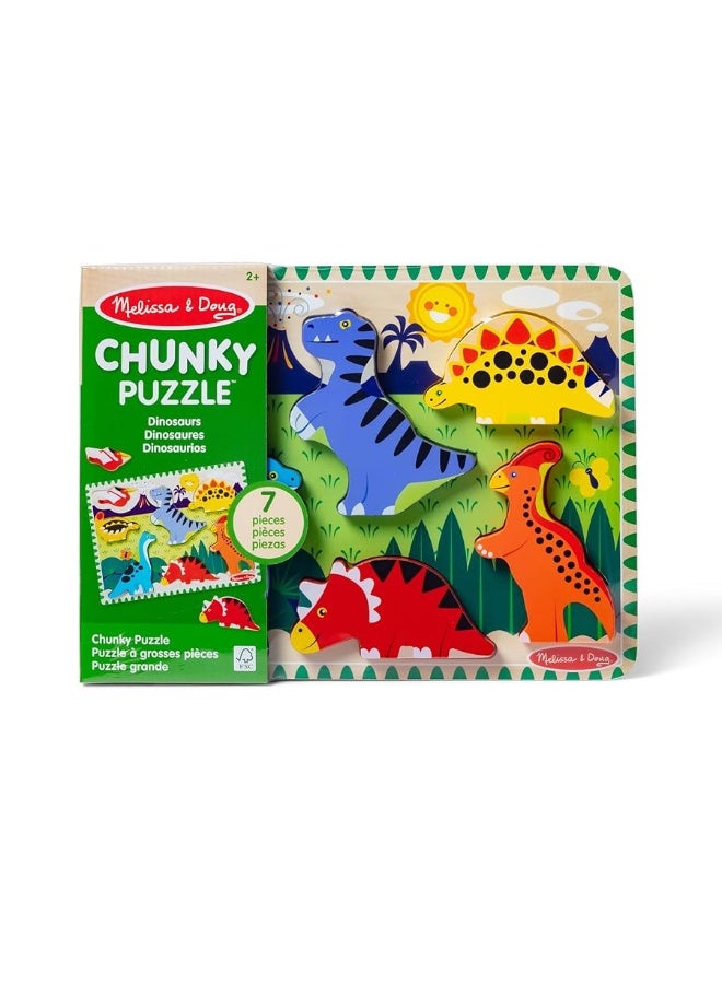 Melissa & Doug Dinosaur Wooden Chunky Puzzle (7 pcs) - FSC Certified