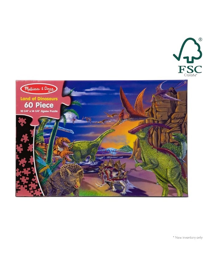 Melissa & Doug Land of Dinosaurs Jigsaw Puzzle (60 pcs) - FSC-Certified Materials