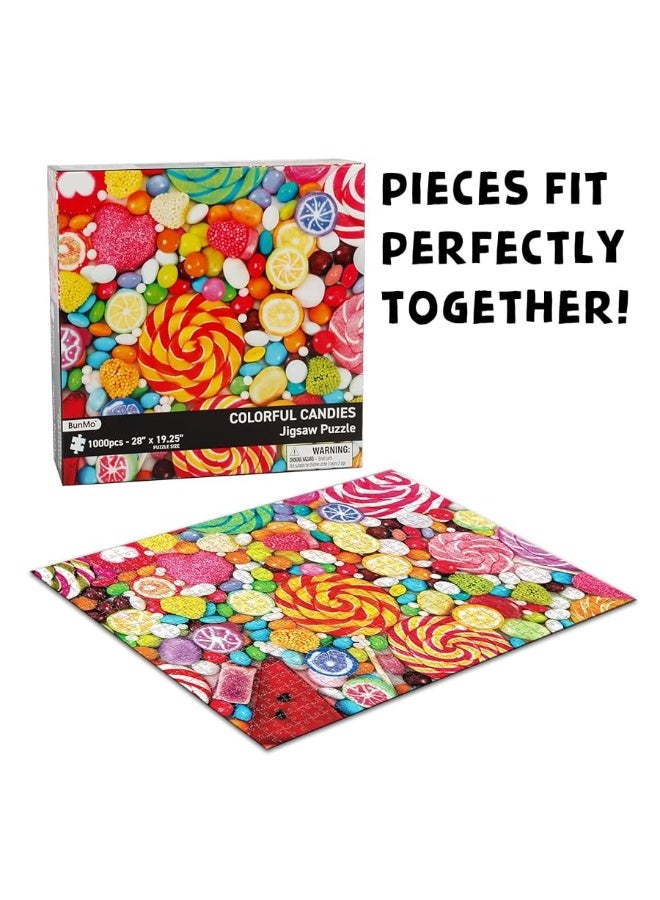 BunMo 1000 Piece Puzzle for Adults - Cascading Candies. Puzzles for Adults 1000 Piece - 1000 Piece Puzzles Have Unique Pieces That Fit Together Perfectly. 1000 Piece Puzzles for Adults.