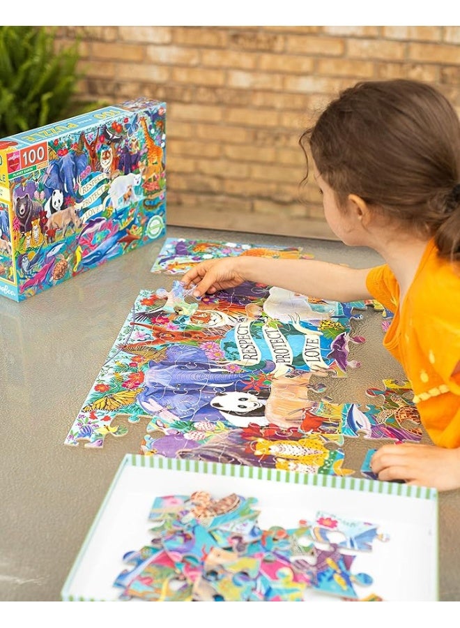 eeBoo: Planet Earth 100 Piece Puzzle, Perfect Project for Little Hands, Aids in Development of Pattern, Shape, and Color Recognition, Offers Children a Challenge, Perfect for Ages 5 and up