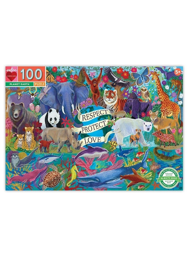 eeBoo: Planet Earth 100 Piece Puzzle, Perfect Project for Little Hands, Aids in Development of Pattern, Shape, and Color Recognition, Offers Children a Challenge, Perfect for Ages 5 and up