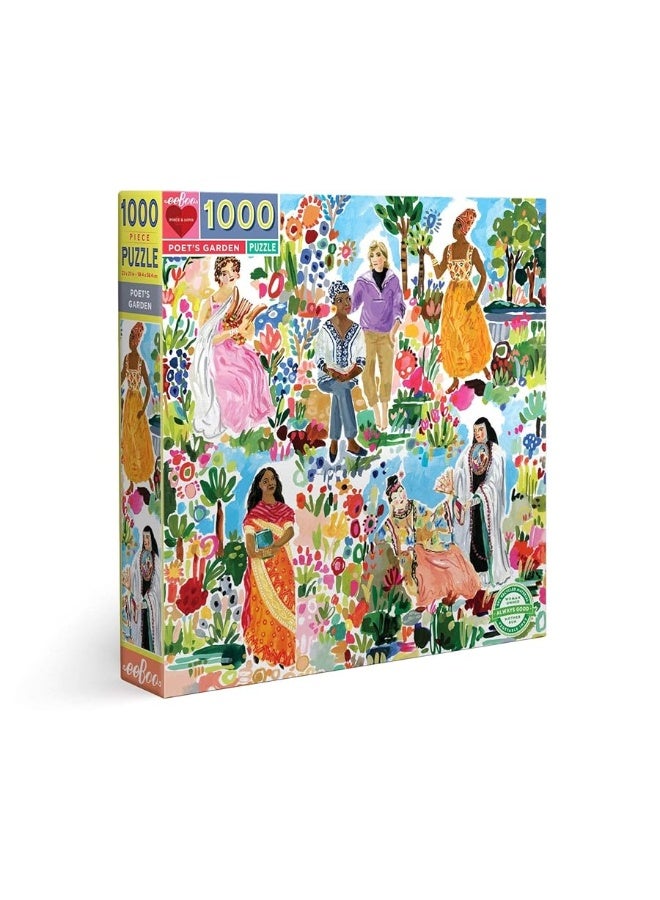 eeBoo Piece and Love Poets Garden 1000 Piece Square Adult Jigsaw Puzzle Puzzle for Adults and Families Glossy Sturdy Pieces and Minimal Puzzle Dust