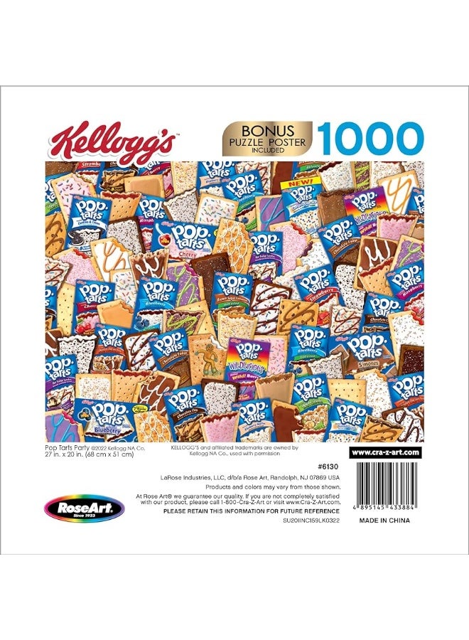 RoseArt Kellogg's Pop Tart Party Puzzle, 1000 Piece Jigsaw Puzzles - Featuring Vibrant Frosted and Unfrosted Pop Tarts, Bonus Puzzle Poster Included