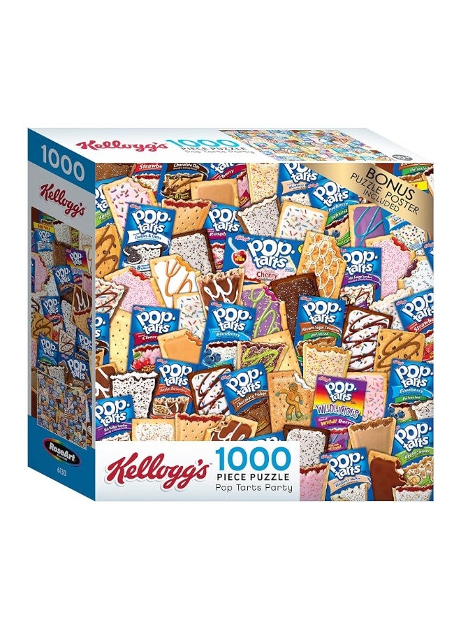 RoseArt Kellogg's Pop Tart Party Puzzle, 1000 Piece Jigsaw Puzzles - Featuring Vibrant Frosted and Unfrosted Pop Tarts, Bonus Puzzle Poster Included