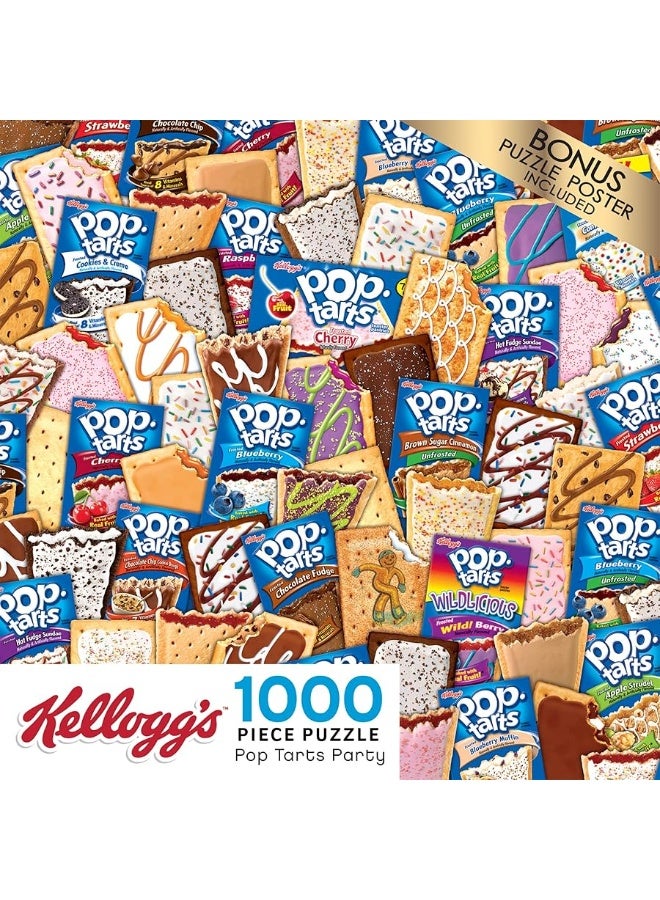 RoseArt Kellogg's Pop Tart Party Puzzle, 1000 Piece Jigsaw Puzzles - Featuring Vibrant Frosted and Unfrosted Pop Tarts, Bonus Puzzle Poster Included