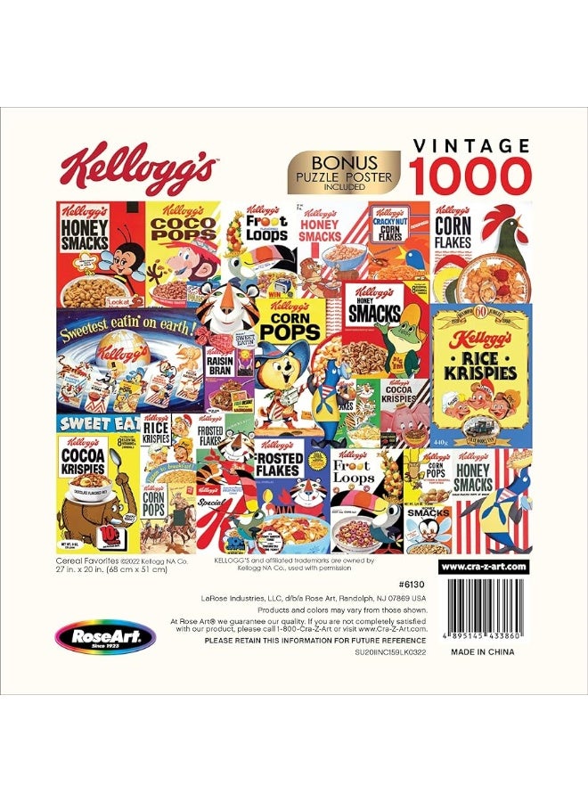 RoseArt  Kelloggs  Cereal Favorites  1000 Piece Jigsaw Puzzles for Adults