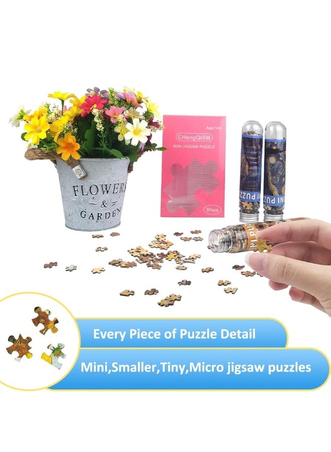 ChengQiSM Small Jigsaw Puzzles for Adults Mini Puzzles 150 Pieces Small Puzzles Micro Piece Puzzles Starry Night Rhone River Sunflower Puzzles 6 x 4 Inches 3 Pack