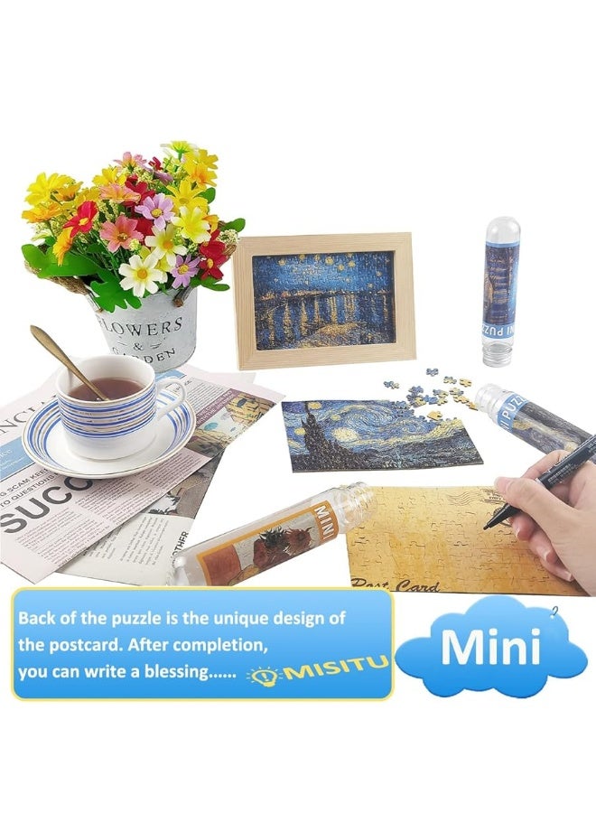 ChengQiSM Small Jigsaw Puzzles for Adults Mini Puzzles 150 Pieces Small Puzzles Micro Piece Puzzles Starry Night Rhone River Sunflower Puzzles 6 x 4 Inches 3 Pack