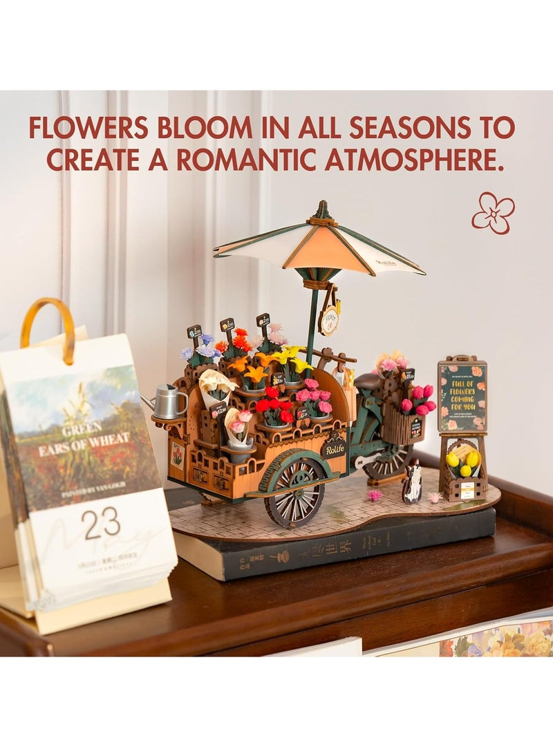 Rolife 3D Puzzle Wooden Blossom Cart Wooden Puzzle for Children Toy Model Kit DIY Kit Crafts for Adults Teenagers Technology Construction Kit Gifts for Home Decoration TGS03