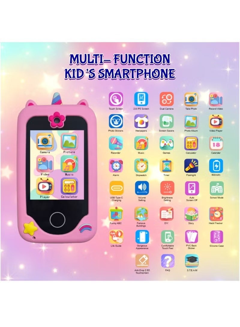 Kids Smart Phone Toys for Boys Ages 3-8 Toddler Play Travel Toys with Dual Camera Educational Learning Games Puzzles MP3 Music Player Birthday Gifts for Kids Boys 3 4 5 6 7 8 Year Old