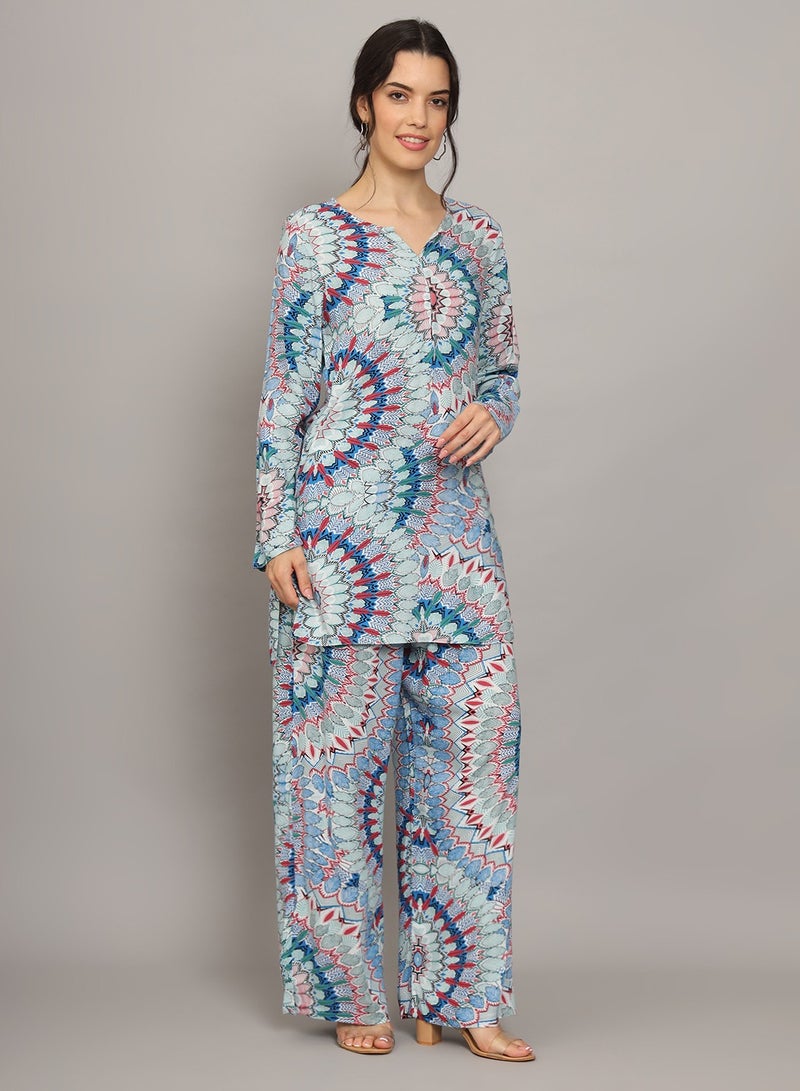 Printed Rayon Co-Ord Set for Women-AL4000