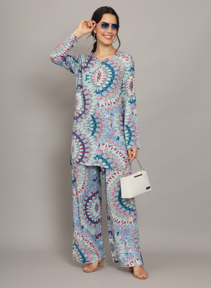 Printed Rayon Co-Ord Set for Women-AL4000