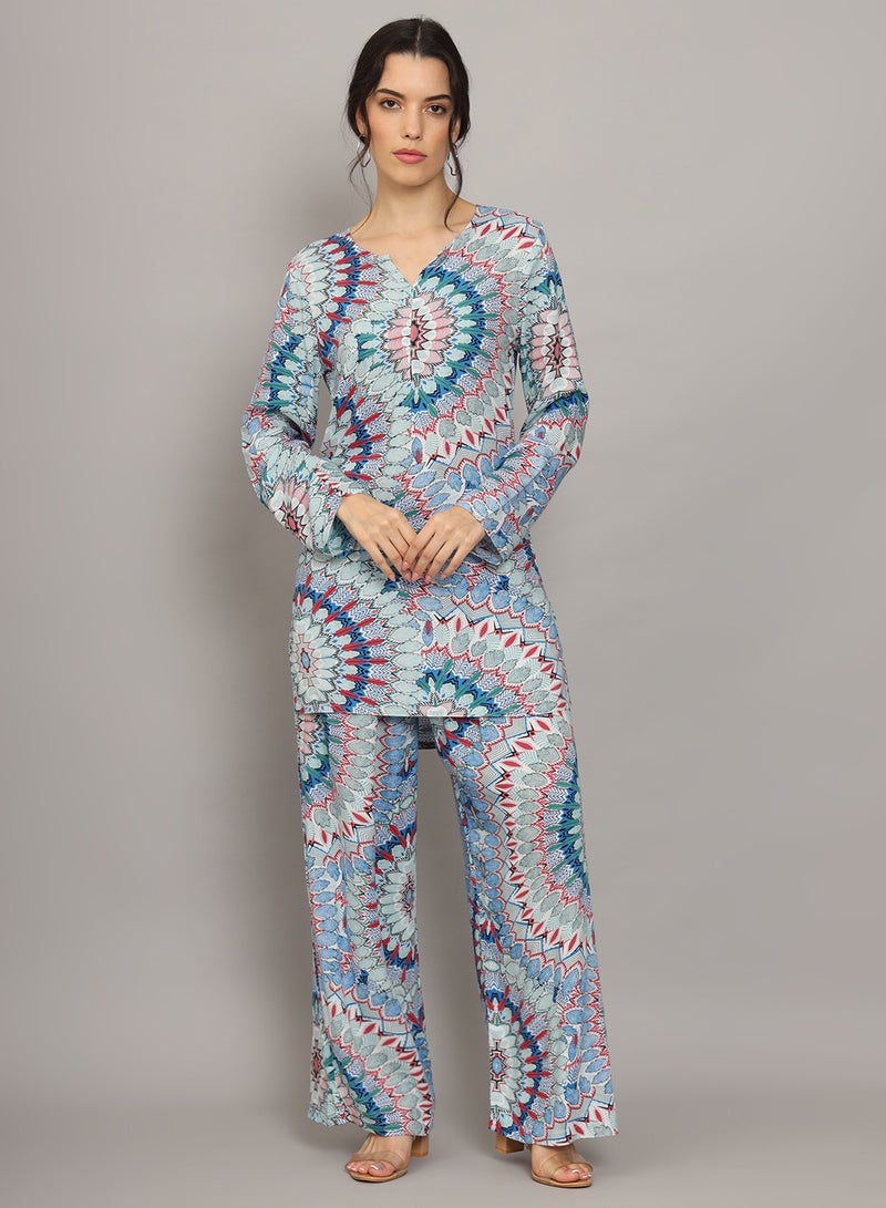 Printed Rayon Co-Ord Set for Women-AL4000