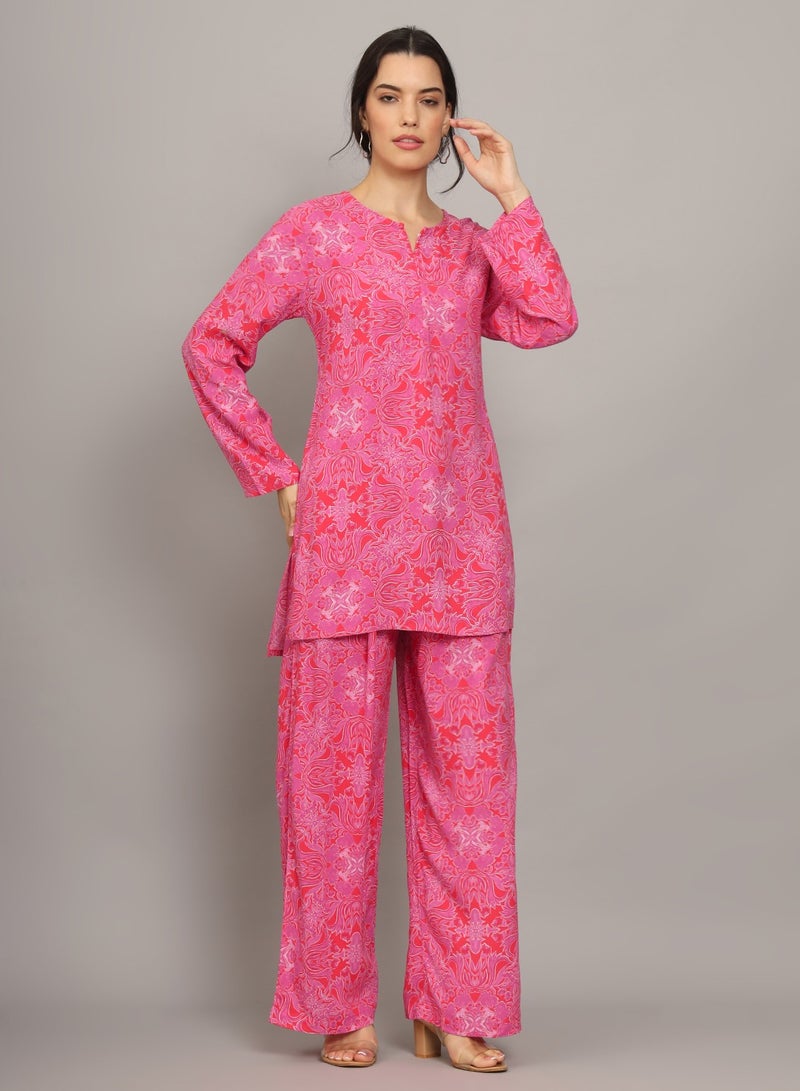 Printed Rayon Co-Ord Set for Women-AL4000