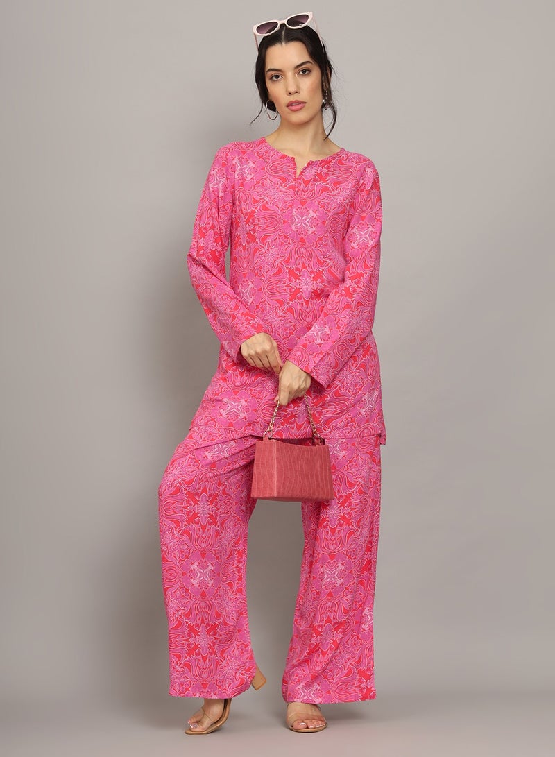 Printed Rayon Co-Ord Set for Women-AL4000