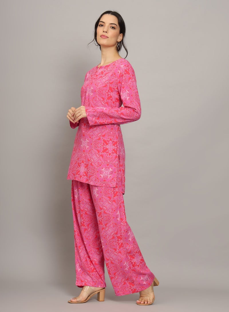 Printed Rayon Co-Ord Set for Women-AL4000