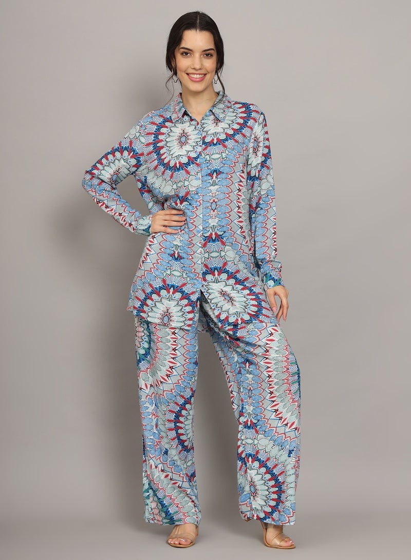 Printed Rayon Co-Ord Set for Women-AL4001