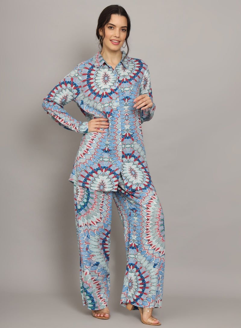 Printed Rayon Co-Ord Set for Women-AL4001