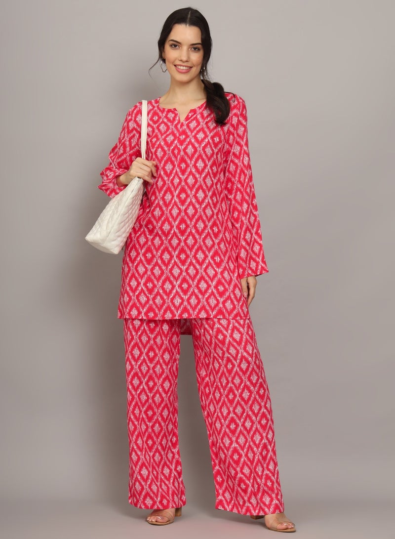 Printed Rayon Co-Ord Set for Women-AL4000