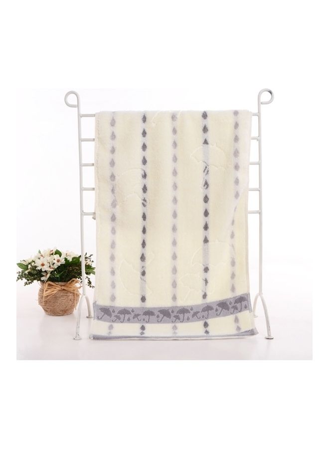 Large Pure Cotton Bath Towel White/Grey 34X74cm