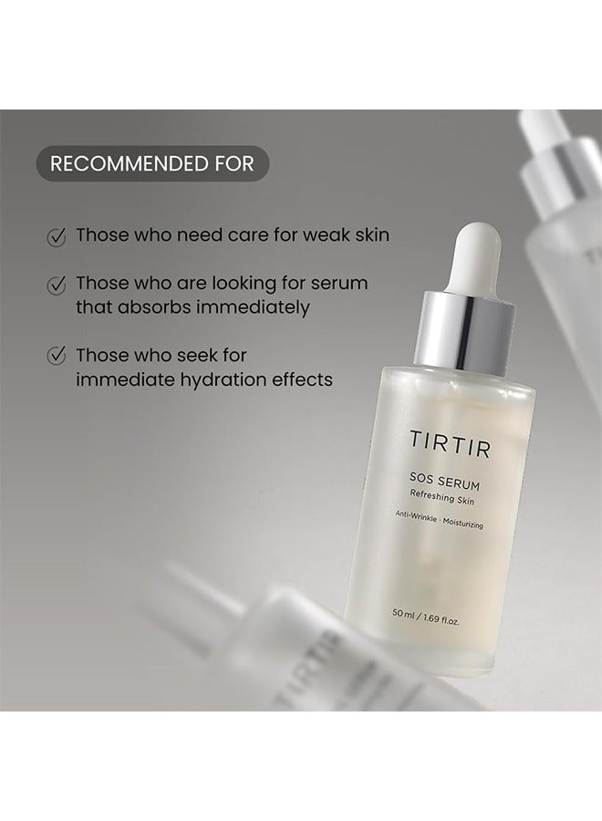 SOS Serum - Radiant Glow Boosting Face Serum - Plumping, Anti Aging, Moisturizing Hydrating - Visibly Smooth and Glowy Skin - Fragrance Free Serum for All Skin Types, 50ml / 1.69 fl.oz