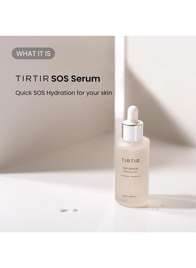 SOS Serum - Radiant Glow Boosting Face Serum - Plumping, Anti Aging, Moisturizing Hydrating - Visibly Smooth and Glowy Skin - Fragrance Free Serum for All Skin Types, 50ml / 1.69 fl.oz