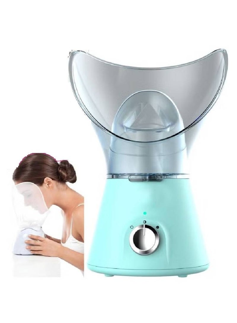 2 IN 1 Facial Steamer, Deep Cleaning Home Sauna Spa Sinuses Humidifier Atomizer Warm Mist Unclogs Pores Unisex BY-1088 (Green)