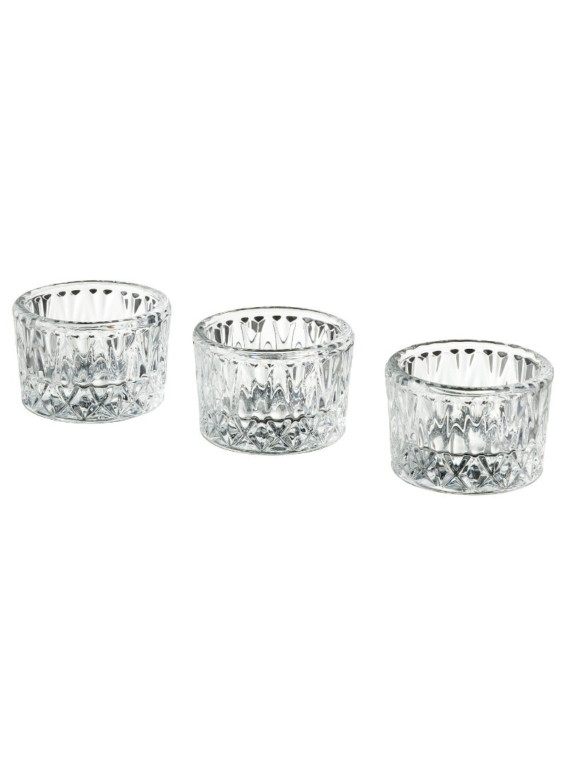 Tealight Holder, Clear Glass Patterned, 4 Cm