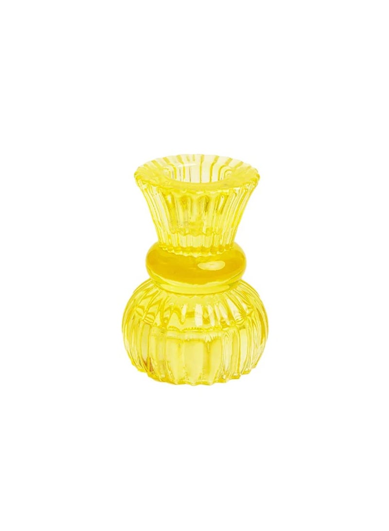 Boho Small Yellow Glass Candle Holder