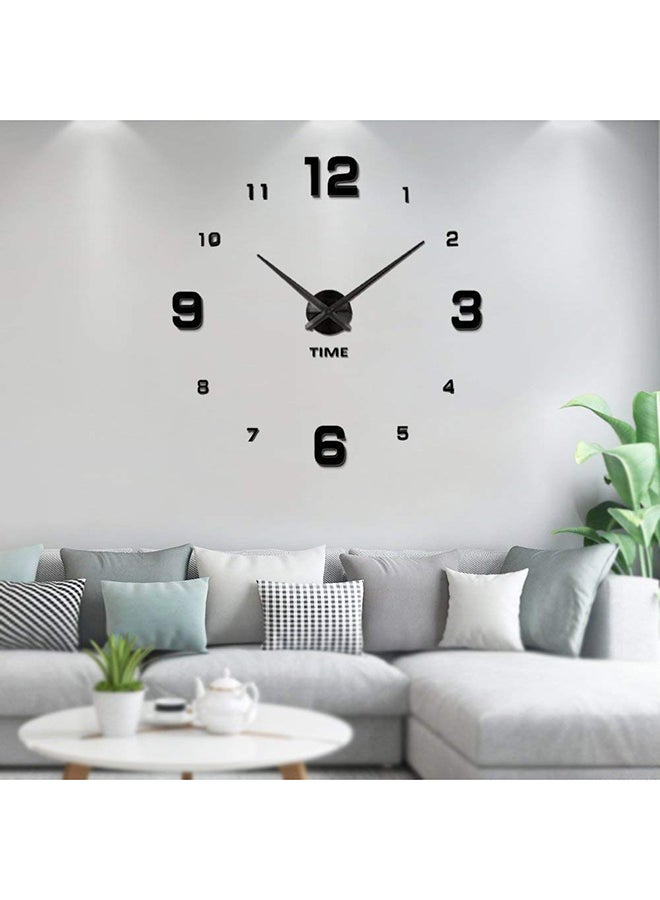 3D Wall Clock With Mirror Number Stickers Black 39x39inch