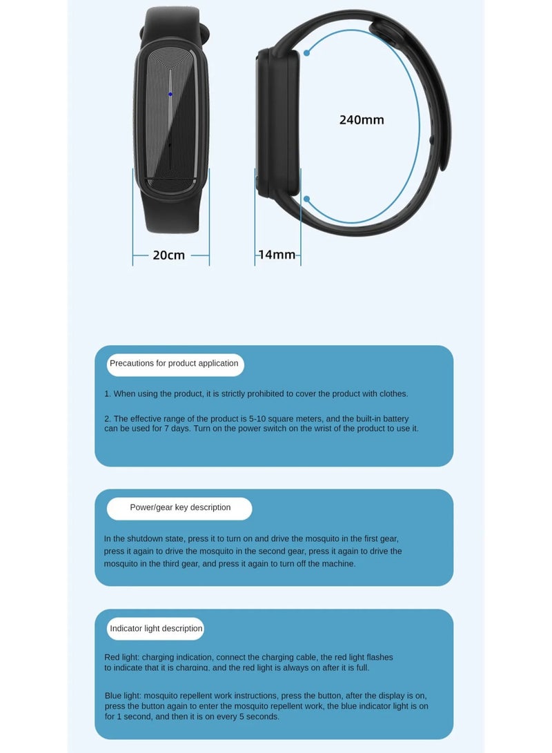 M90 Ultrasonic Mosquito Repellent Bracelet for Kids 100 Percent Natural Non Toxic Essential Oil Pest Control Watch