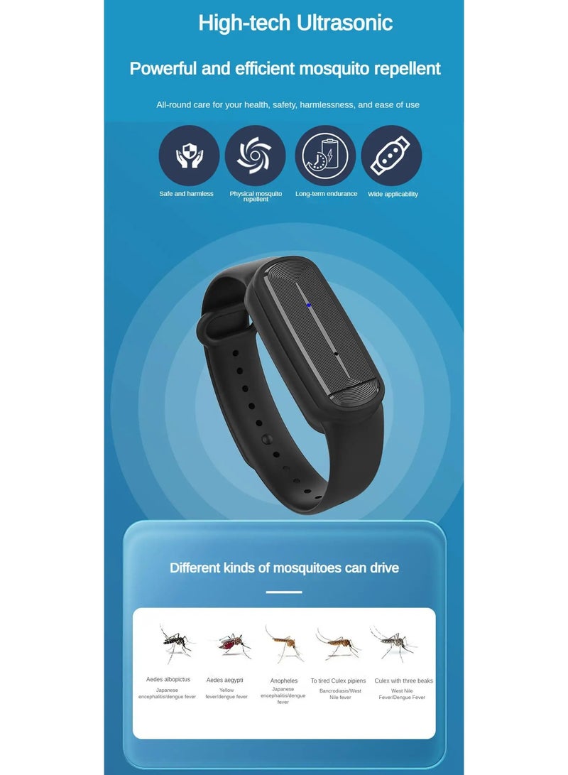 M90 Ultrasonic Mosquito Repellent Bracelet for Kids 100 Percent Natural Non Toxic Essential Oil Pest Control Watch