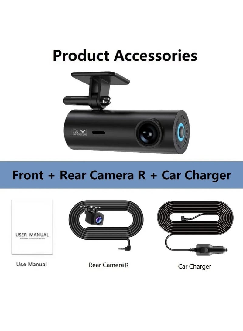 2K Car Dash Cam Mini Wifi Dvr Camera 24H Parking Monitor Front Rear Dual Dvrs Auto Video Recorder