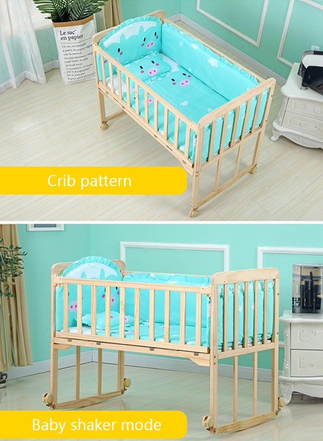 Bassinet Baby Crib Five-Piece Set Solid Wood With Mosquito Net Removable Baby Sleeping Baby Bassinet