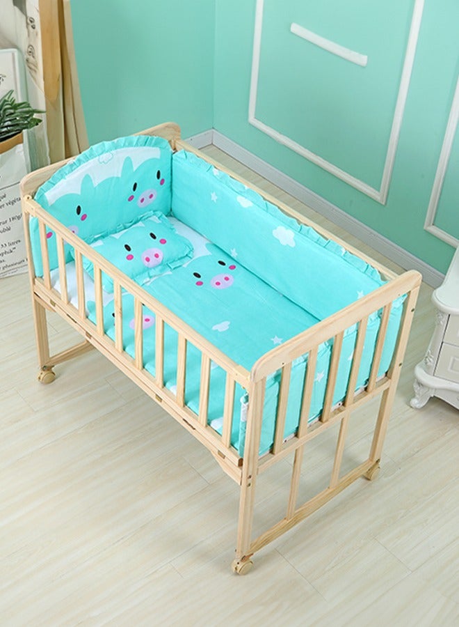 Bassinet Baby Crib Five-Piece Set Solid Wood With Mosquito Net Removable Baby Sleeping Baby Bassinet