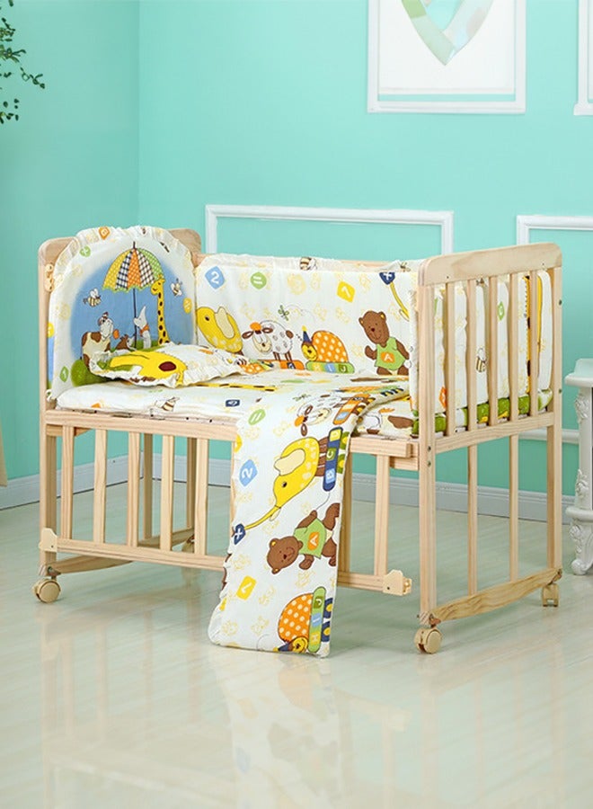 Bassinet Baby Crib Five-Piece Set Solid Wood With Mosquito Net Removable Baby Sleeping Baby Bassinet