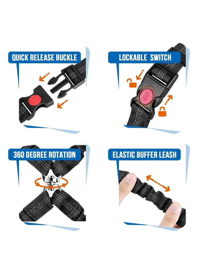 Double Dog Seat Belt, New Dual Pet Car Headrest Restraint Safety Seatbelt No Tangle Dog Leash Duty Adjust Elastic Bungee Puppy Lead Splitter Connect Harness In Vehicle Travel For 2 Dogs,Black