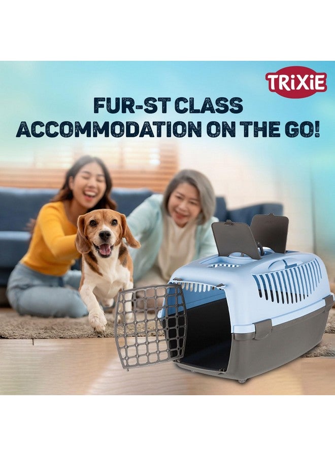 Capri 3 Pet Carrier | Made With Biodegradable Plastic, Cat Travel Carrier, Pets Carrier, Cat Carrier Cage, Carrier For Dogs | Can Hold Upto 8 Kg - 24 X 16 X 15 Inch, Pastel Blue