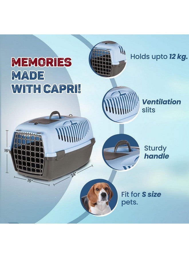 Capri 3 Pet Carrier | Made With Biodegradable Plastic, Cat Travel Carrier, Pets Carrier, Cat Carrier Cage, Carrier For Dogs | Can Hold Upto 8 Kg - 24 X 16 X 15 Inch, Pastel Blue