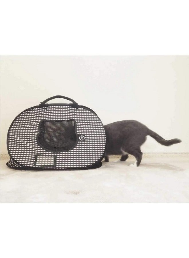 StressFree Cat Travel Carrier Collapsible Gray White For 2 Cats, For Indoor Cats Small Medium Large Cats(Black)