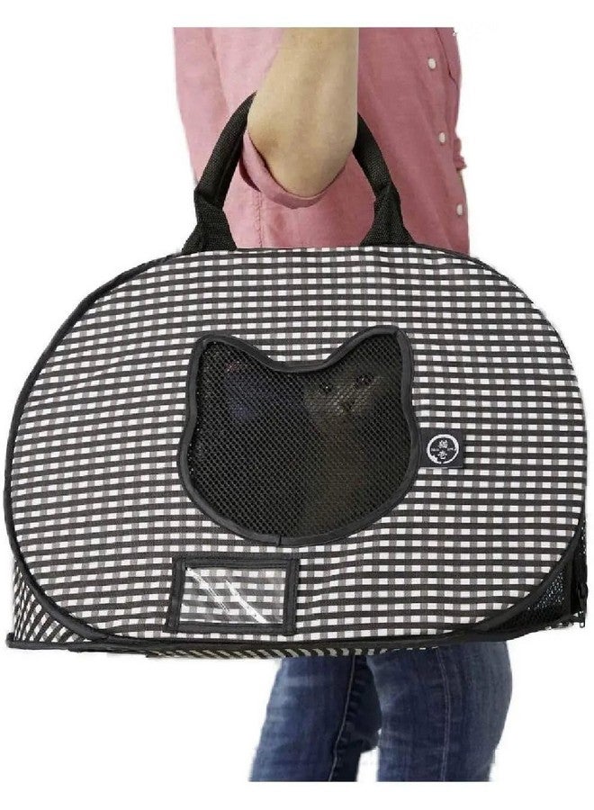 StressFree Cat Travel Carrier Collapsible Gray White For 2 Cats, For Indoor Cats Small Medium Large Cats(Black)
