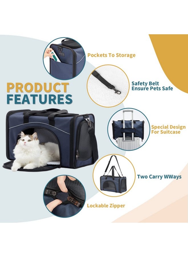 Tsa Approved Pet Carrier For Small Cats Dogs,TwoWay Placement Cat Carrier For Cat Small Animals, With Removable Soft Padding On 2 Sides, 19 X 9 X 12 Inches, Navy