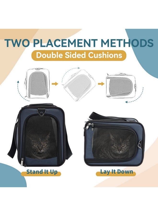 Tsa Approved Pet Carrier For Small Cats Dogs,TwoWay Placement Cat Carrier For Cat Small Animals, With Removable Soft Padding On 2 Sides, 19 X 9 X 12 Inches, Navy