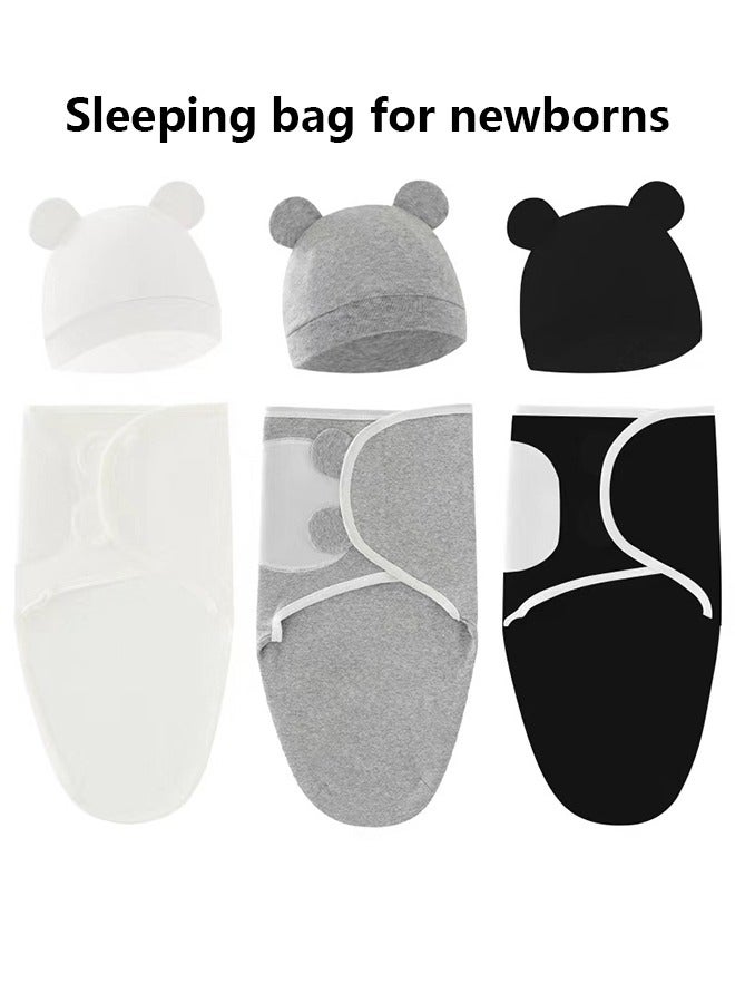 3PCS baby sleeping bag hats soft and skin-friendly temperature regulation  easily improve baby's sleep