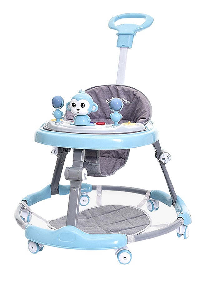 Baby Anti Roll And O-Shaped Learning Walker With Foot Pedals And Detachable Toy Tray