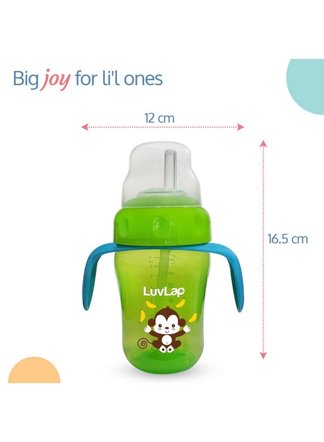 Banana Time 210Ml Anti Spill, Interchangeable Sipper / Sippy Cup With Soft Silicone Spout And Straw Bpa Free, 6M+ (Green)