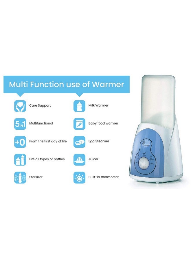 Hot Bot Bottle Warmer & Sterilizer | Electric Baby Food, Water & Milk Heater & Defrost With Manual Temperature Adjustment, Bpa Free Nipple |1 Year Warranty | (Blue-White), 1 Count